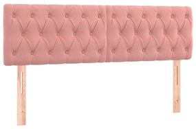 vidaXL Κρεβάτι Boxspring με Στρώμα &amp; LED Ροζ 140x200 εκ. Βελούδινο