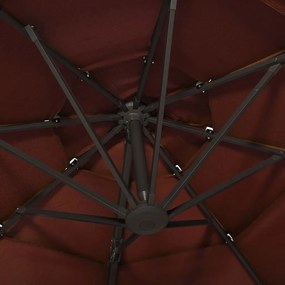 Ομπρέλα 4 Επιπέδων Τερακότα 3 x 3 μ. με Ιστό Αλουμινίου - Καφέ