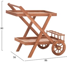 Δίσκος Σερβιρίσματος Σε Τρόλεϋ ALFRED C4579 Ξύλο Teak Φυσικό 86x56x80Υ εκ. 86x56x80 εκ.