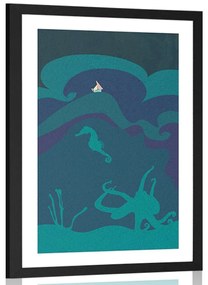 Αφίσα με παρπαστού Υποθαλάσσιος κόσμος - 40x60 black