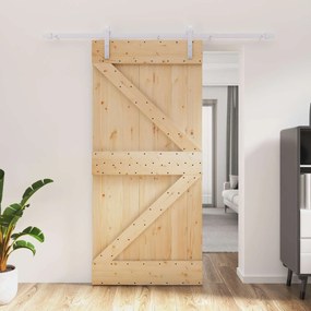 vidaXL Συρόμενη Πόρτα Φυσικό και Λευκό 95 x 210 cm