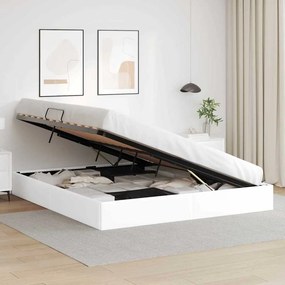 vidaXL Κρεβάτι Αποθήκης Καθαρό Λευκό 193 x 203 cm Τεχνητό δέρμα