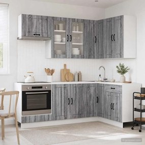 vidaXL Μονάδα κουζίνας LUCCA 8 pcs Γκρι Sonoma Επεξεργασμένο Ξύλο