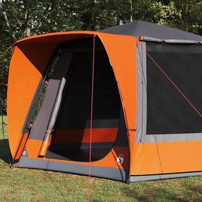 vidaXL Σκηνή Camping 8 ατόμων Γκρι και πορτοκαλί Πολυεστέρας Αδιάβροχο