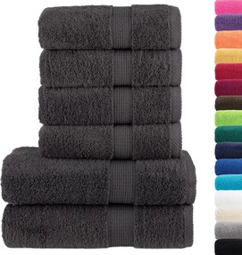 vidaXL Πετσέτες Premium Σετ 6 Τεμ. SOLUND Ανθρακί 600 γρ/μ²