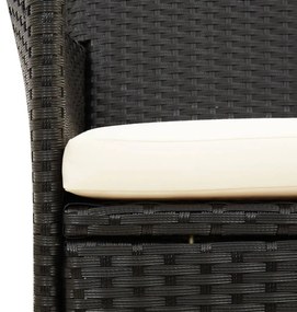 vidaXL Σετ Τραπεζαρίας Εξ. Χώρου 7 τεμ. Μαύρο Συνθ. Ρατάν με Μαξιλάρια