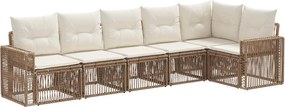 vidaXL Σετ Καναπέ Κήπου 6 pcs Μπεζ και Κρέμ συνθετικό ρατάν