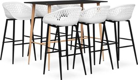 vidaXL Σετ Επίπλων Μπαρ 7 Τεμαχίων Μαύρο / Λευκό