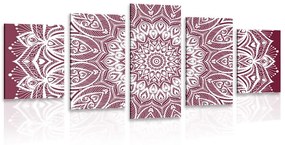Εικόνα 5 τμημάτων Αρμονία Mandala σε ροζ φόντο - 200x100