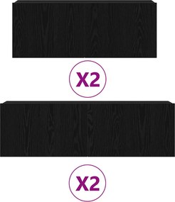 vidaXL Σετ επίπλου τηλεόρασης 4 pcs Μαύρη Δρυς Επεξεργασμένο Ξύλο