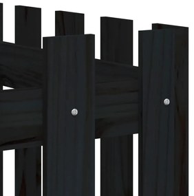 Ζαρντινιέρα Υπερυψωμένη Σχ Φράχτη Μαύρη 150x50x70εκ Μασίφ Πεύκο - Μαύρο