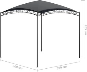 vidaXL Κιόσκι Ανθρακί 3 x 3 x 2,65 μ. 180 γρ./μ²