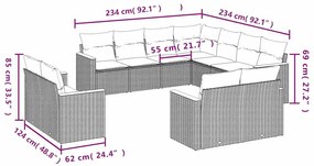 vidaXL Σαλόνι Κήπου Σετ 11 Τεμαχίων Μαύρο Συνθετικό Ρατάν με Μαξιλάρια