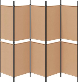 vidaXL 5-Panel Room Divider Μπεζ 250 x 180 cm Ύφασμα