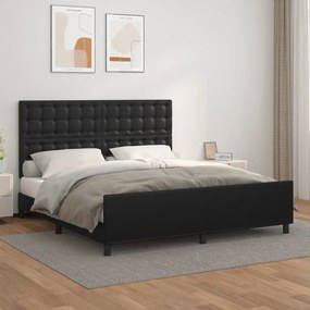 Πλαίσιο Κρεβατιού με Κεφαλάρι Μαύρο 160x200 εκ. Συνθετικό Δέρμα - Μαύρο