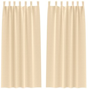 vidaXL Κουρτίνες με κουρτίνες 2 pcs Κρεμ 260 x 140 εκ. Πολυεστέρας