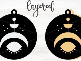 Σετ των 3 Intra απο ξύλο plywood 3mm-4mm πάχος Πρότυπο σκουλαρίκι Boho Witchy Moon Δίασταση 3x3 cm INTRAFABR-34793611