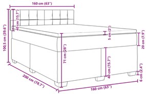 Κρεβάτι Boxspring με Στρώμα Αν. Πράσινο 160x200εκ Υφασμάτινο - Γκρι