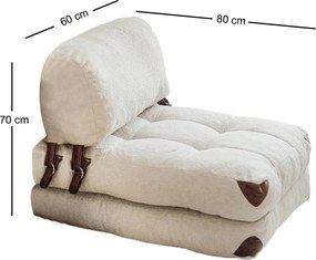 Πολυθρόνα-Κρεβάτι Κρέμα FOLD TEDDY 60x80x70