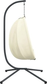 vidaXL Πολυθρόνα Egg Κρεμαστή με Βάση Μπεζ Ύφασμα / Ατσάλι