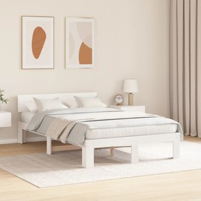 vidaXL Κρεβάτι με Κεφαλάρι Λευκό 120x200 εκ. Μασίφ ξύλο πεύκου