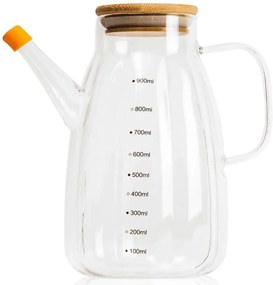 Δοχείο Λαδιού - Ξυδιού 280TMA2019 13x10x18cm 900ml Clear Hermia Γυαλί,Bamboo