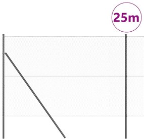 vidaXL Στύλος Περιφράξεων Γκρι 25 x 1,5 μ (25 χιλ. πλέγμα) Ατσάλι