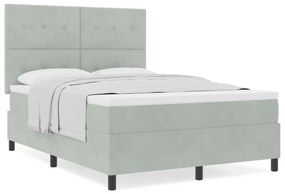 vidaXL Κρεβάτι με Στρώμα Light Grey 160x200 cm Βελούδο