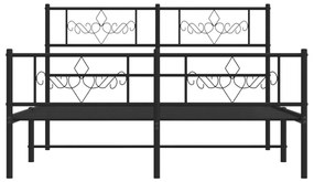 vidaXL Πλαίσιο Κρεβατιού με Κεφαλάρι&Ποδαρικό Μαύρο 150x200εκ. Μέταλλο