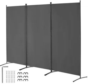 VEVOR Room Divider 3 Panels Fabric Room Privacy Screen for Office Bedroom Grey