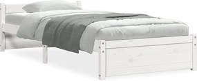 vidaXL Πλαίσιο Κρεβατιού Λευκό 75x190 εκ. Μασίφ Ξύλο Small Single