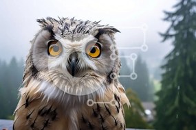 Σετ των 2 Intra Συλλεκτικό Ξύλινο Παζλ Plywood 4mm - Κουκουβάγια με κίτρινα μάτια και ανοιχτό ράμφος Σε Ξύλινο Κουτί - Διαστάσεις: 10x10 cm – 25 κομμάτια