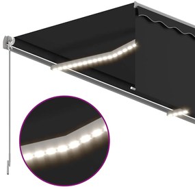 vidaXL Τέντα Συρόμενη Χειροκίνητη με Σκίαστρο & LED Ανθρακί 3 x 2,5 μ.