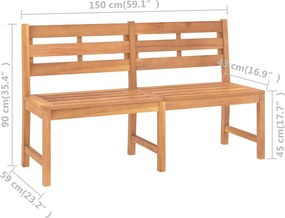 vidaXL Παγκάκι Κήπου 150 εκ. από Μασίφ Ξύλο Teak