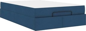 vidaXL Σκελετός κρεβατιού με στρώμα 2 pcs Μπλε ύφασμα