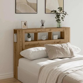 vidaXL LED κεφαλάρι Artisan Oak 140x18,5x103,5 cm Κατασκευασμένο ξύλο