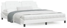 Κρεβάτι με Στρώμα Μαύρο 180x200 εκ. από Συνθετικό δέρμα - Λευκό