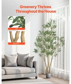 VEVOR 240cm Artificial Olive Tree Tall Fake Plant with Pot for Home Office