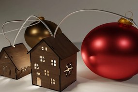 Σετ των 2 Intra απο ξύλο plywood 3mm-4mm πάχος Χριστουγεννιάτικα Φωτάκια Διακόσμηση Σπιτιών  Δίασταση 15x15 cm INTRAFABR-113819066