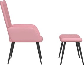 vidaXL Πολυθρόνα Relax Ροζ Βελούδινη με Σκαμπό