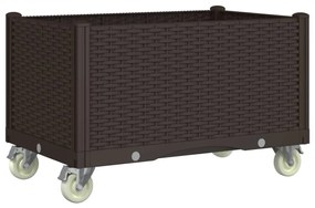 vidaXL Ζαρντινιέρα Κήπου με Ροδάκια Καφέ 80x50x54 εκ. Πολυπροπυλένιο