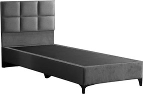 Κρεβάτι Melei pakoworld ύφασμα σε ανθρακί απόχρωση 90x200εκ