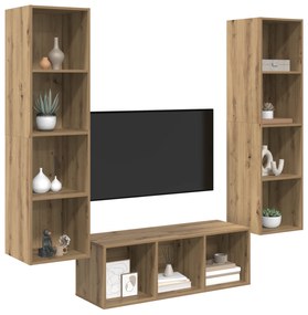 vidaXL Σετ Τηλεοπτικού Κάδου 3 pcs artisan δρυς 37 x 37 x 142.5 εκ