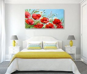 Εικόνα με κόκκινες παπαρούνες στο χωράφι - 120x60