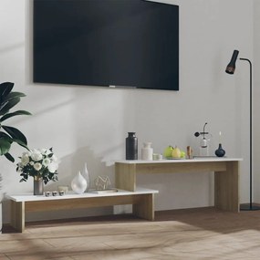 Έπιπλο Τηλεόρασης Sonoma Δρυς/Λευκό 180x30x43εκ από Μοριοσανίδα - Καφέ