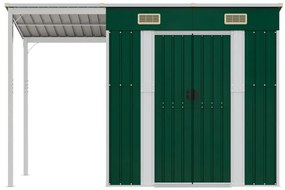 vidaXL Αποθήκη Κήπου Εκτεταμένη Οροφή Πράσινη 277x110,5x181 εκ. Ατσάλι