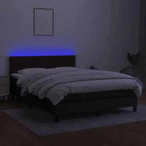 vidaXL Κρεβάτι Boxspring με Στρώμα &amp; LED Μαύρο 140x200 εκ. Υφασμάτινο