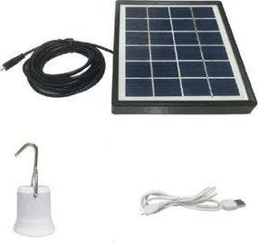 Επαναφορτιζόμενη φορητή ηλιακή λάμπα LED E27 7W 6V ψυχρό λευκό φως με φωτοβολταϊκό πάνελ