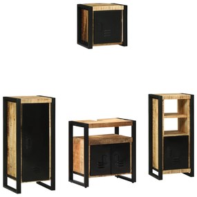 vidaXL Σετ Επίπλων Μπάνιου με ράφι 4 pcs Καφέ Στερεό ξύλο μάνγκο