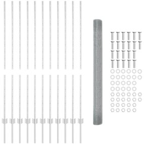 vidaXL Φράχτης Welded Wire  με 22 Υ Posts Ασημί 1.4x25 μ Χάλυβας